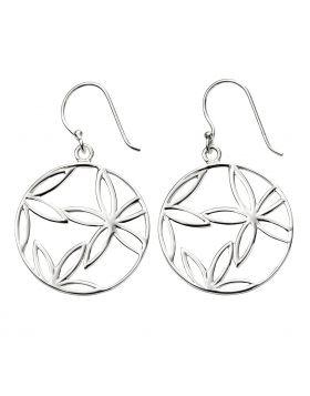 Sterling silver flower hoop earring