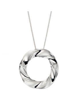 Sterling silver organic twisted circle pendant