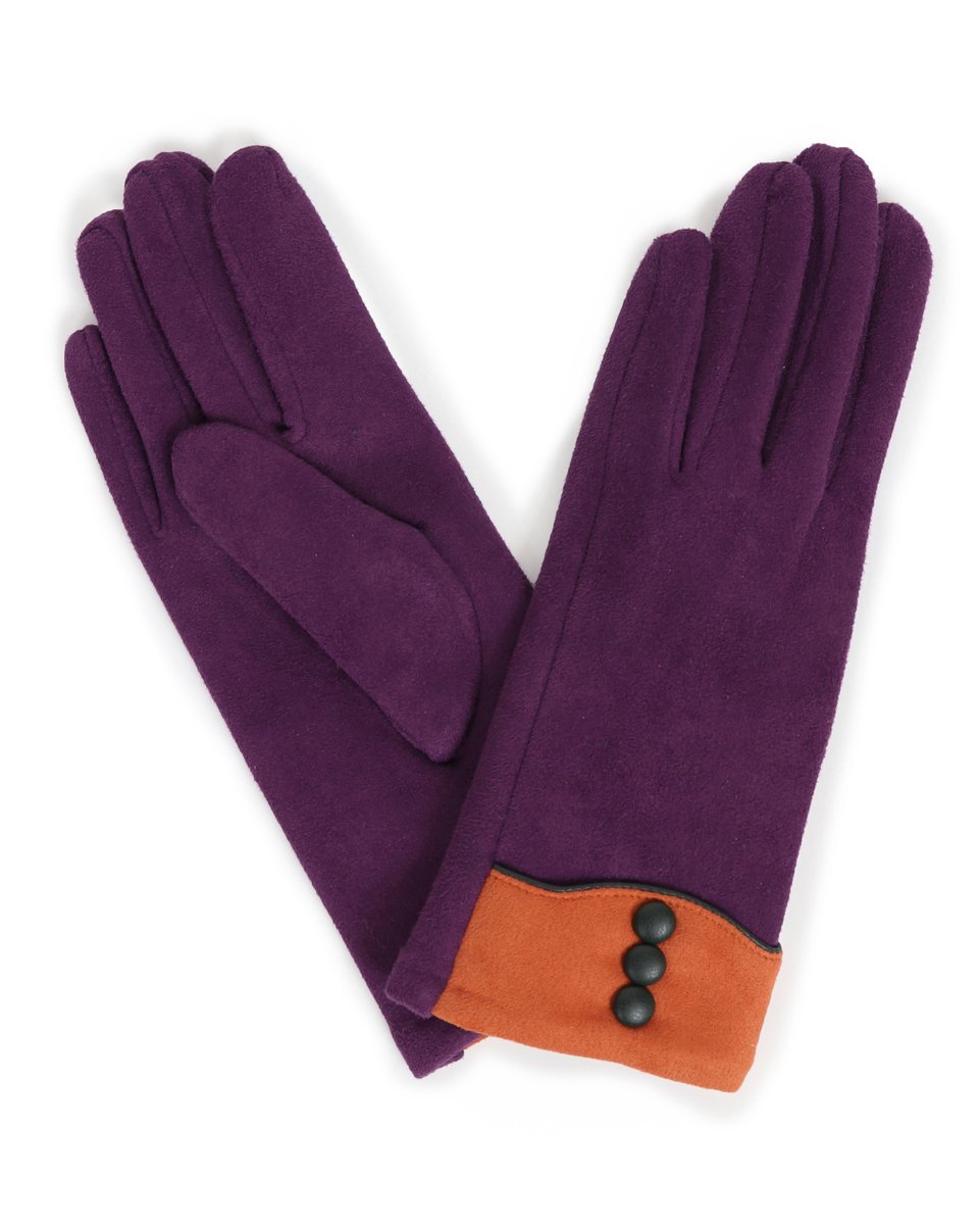 Cassie Faux Suede Gloves by Powder - Purple, Charcoal or Pale Grey